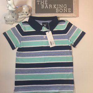 ✨JANIE & JACK COLORFUL STRIPES ON BLUE POLO SZ 3✨